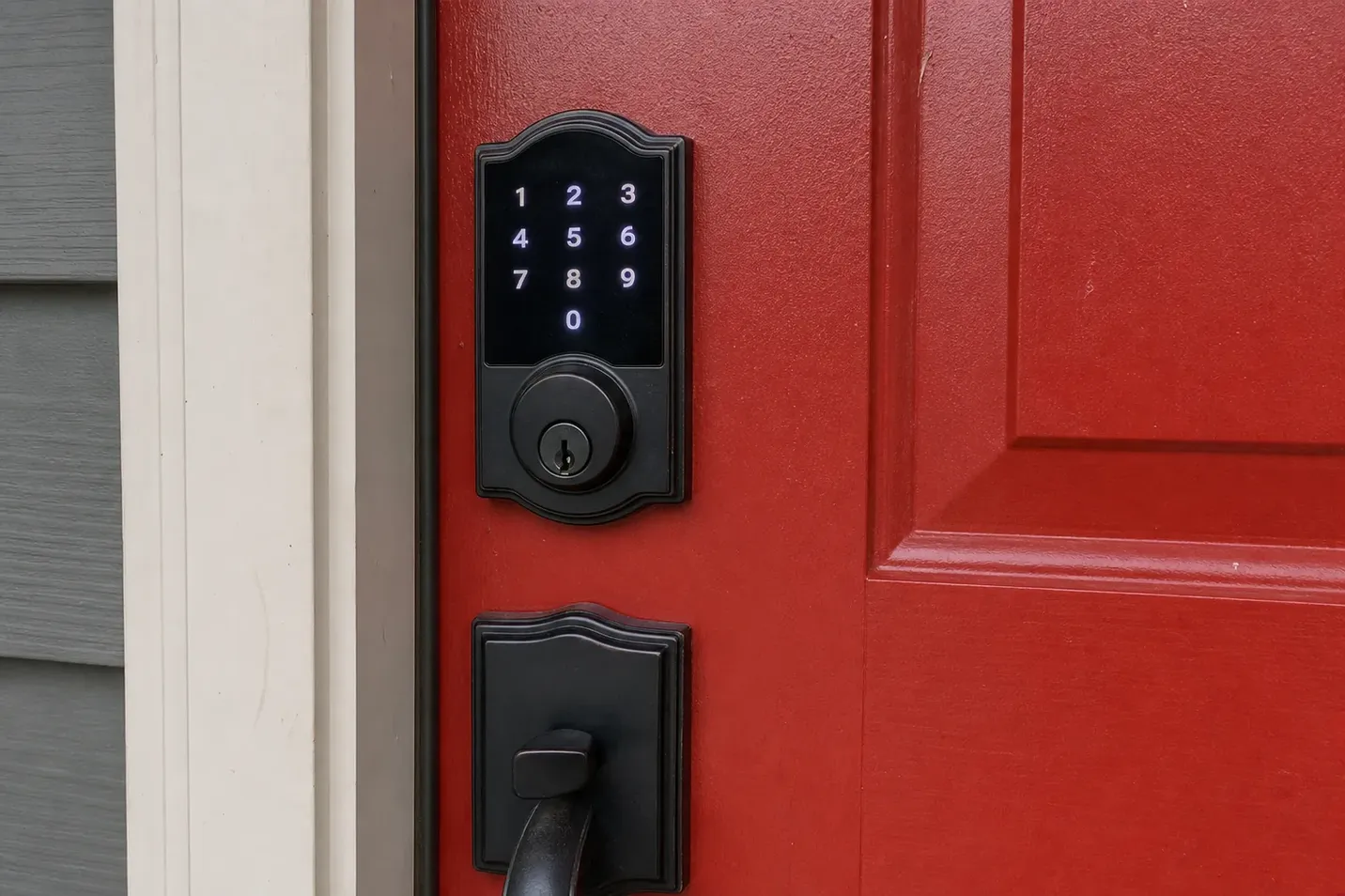 Keypad deadbolt fitted to a front door, Greenville, SC