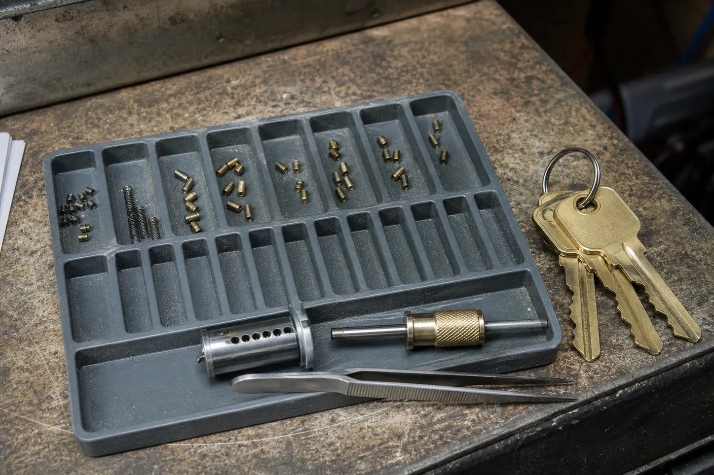 Pinning tray and new keys for a master key system, Greenville, SC
